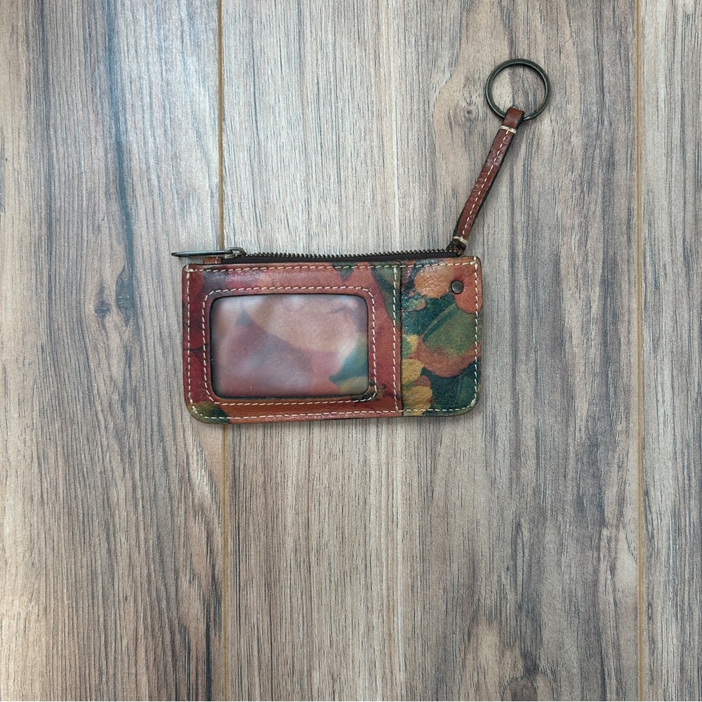 Patricia Nash Wallet ID Coin Floral Red and Brown Leather Western Boho